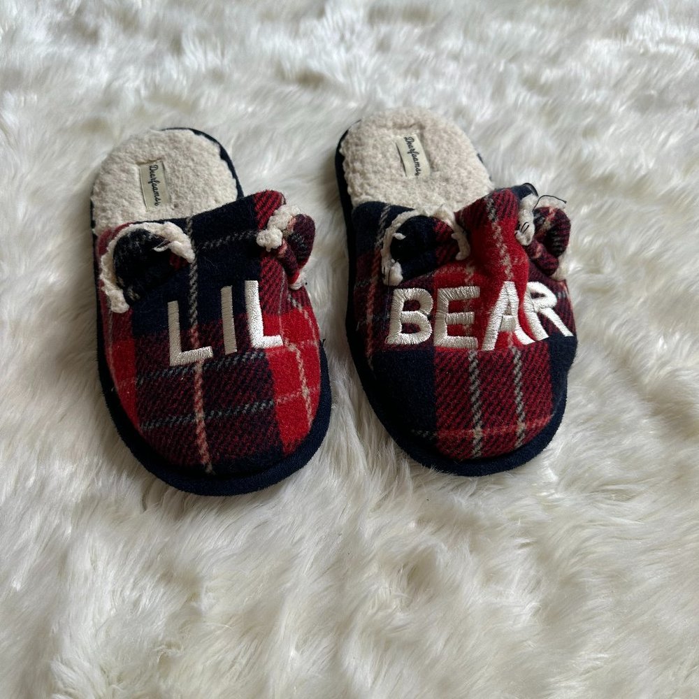 Dearfoams 'Lil Bear' Plaid Slip On Slippers 2-3